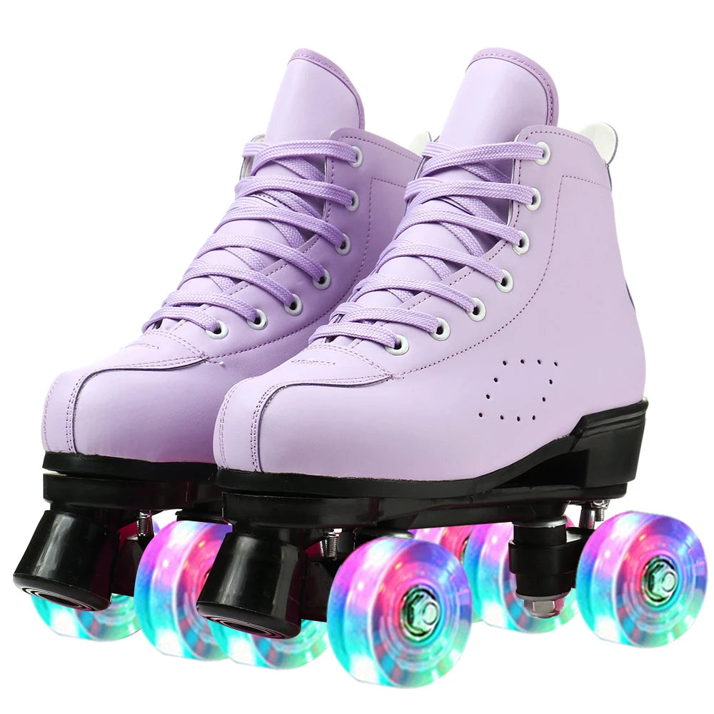 Outdoor PU Leather Roller Skates Breathable