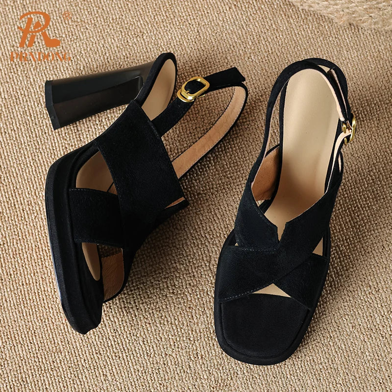 Women's Genuine Leather HIgh Heels Platform