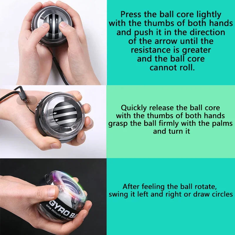 LED Gyroscopic Ball Arm Hand Muscle Strength Trainer