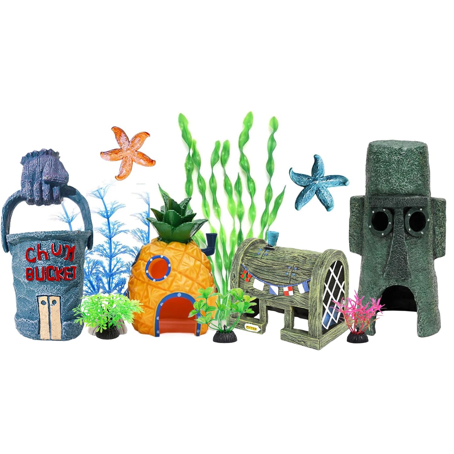 11 Pcs Spongebob Squarepants Fish Tank Aquarium Decorations