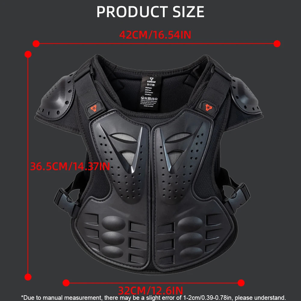Motorcycle Armored Vest, Knee, & Elbow Pads Set for Children