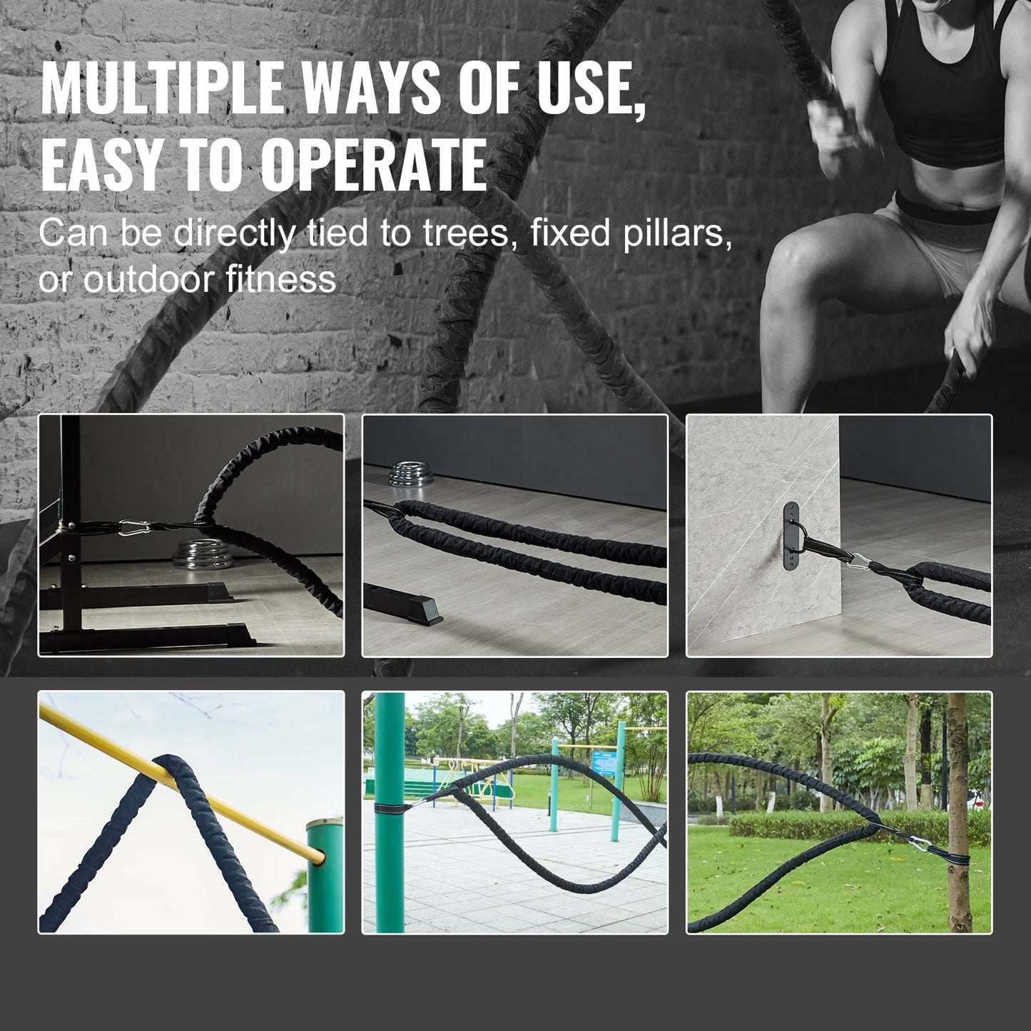 Battle Rope Exercise Equipment with Protective Sleeve