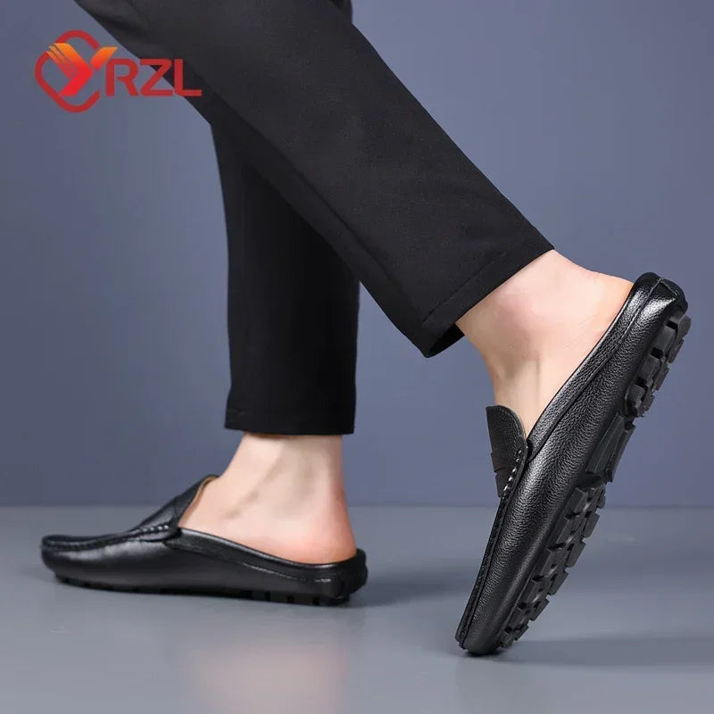 White Loafers Mens Handmade Summer Slip on Half Shoes