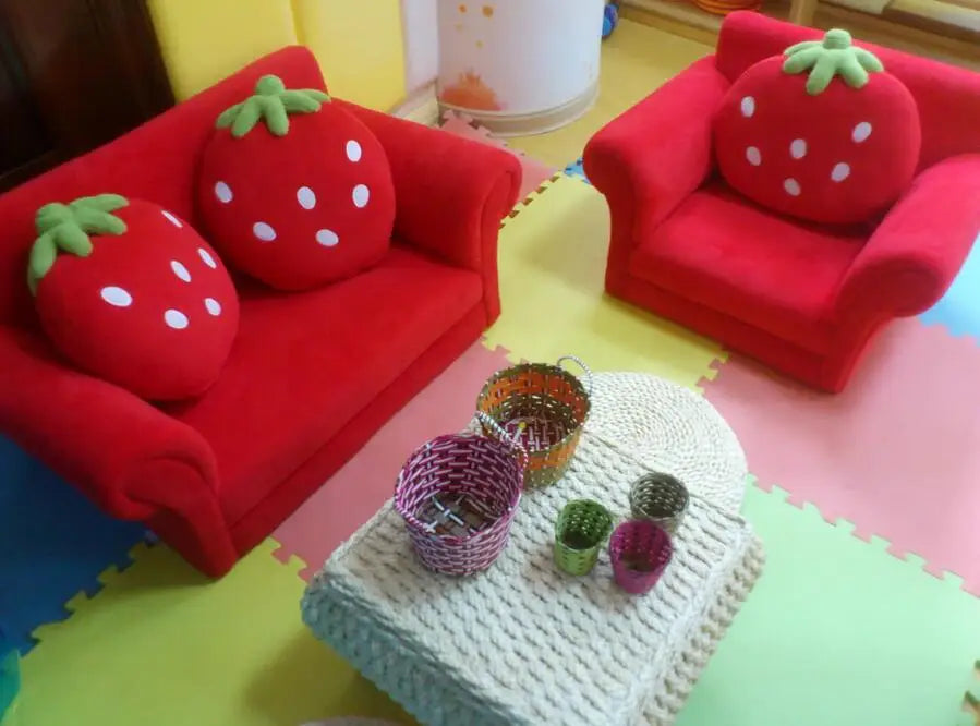 Children's Cute Cartoon Baby Fabric Strawberry Sofa