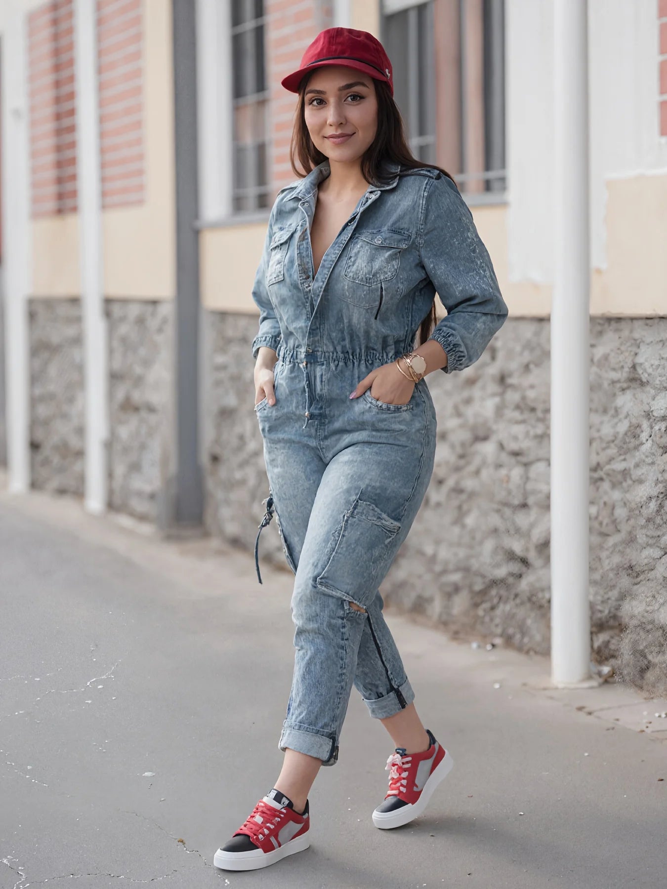 Fashionable Denim Washed Jumpsuit