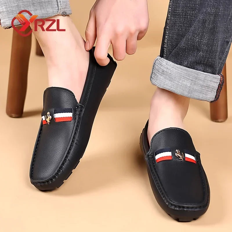 Mens Leather Casual Slip on Moccasins
