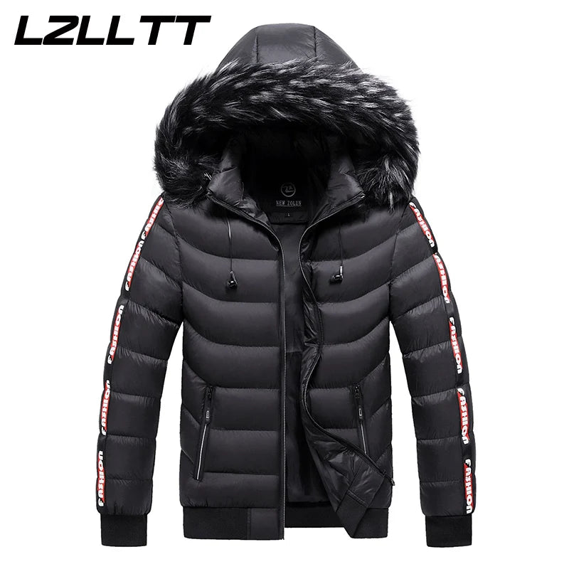 Winter Men Warm Hooded Parkas Detachable Hat