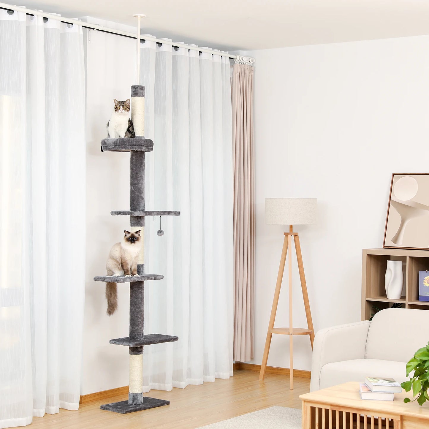 Adjustable Height Cat Tree Floor to Ceiling Tower