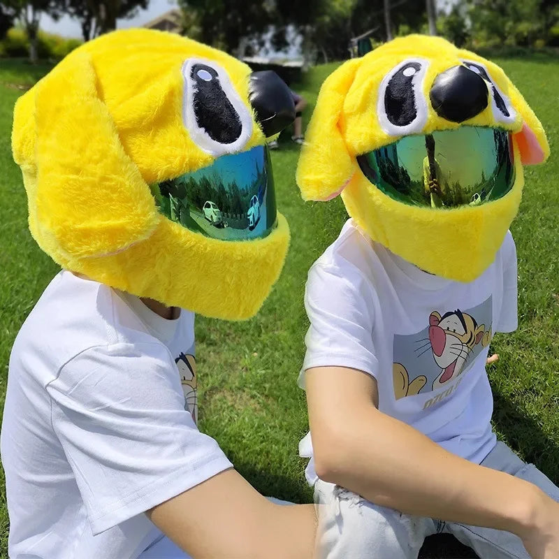 Cartoon Motorcycle Helmet Cover Fluffy Plush