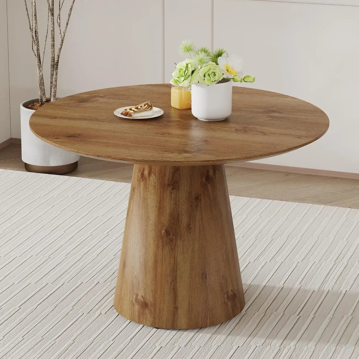 45" Round White Marble Dining Room Table