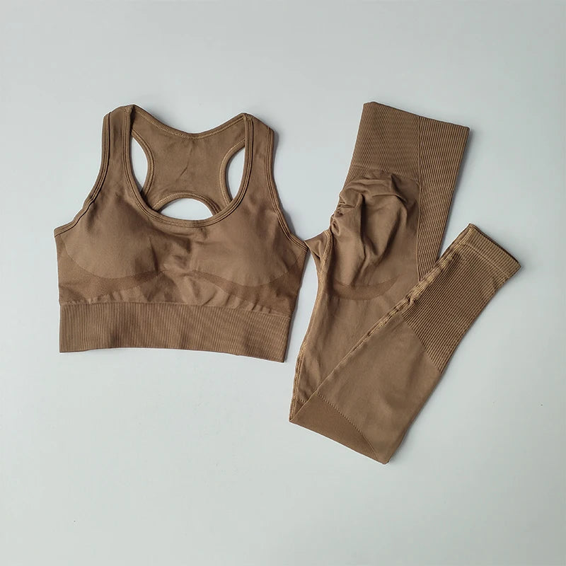 2PCS Tank Top Bra Shockproof Running Leggings Set