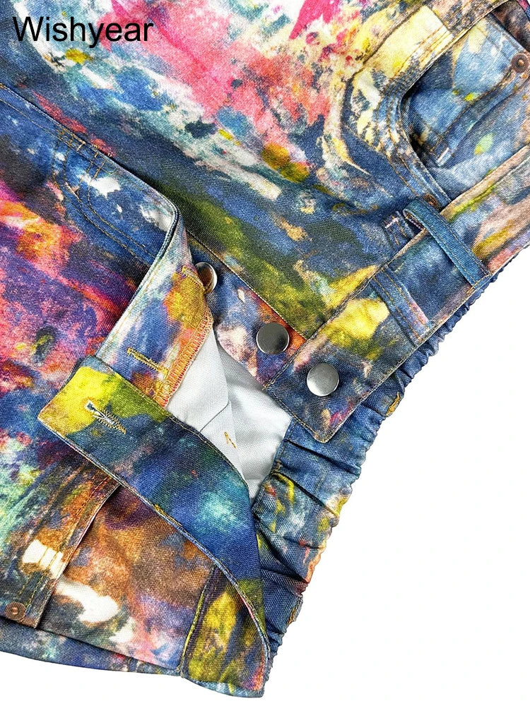 Fashion Tie-Dye Print Wide Leg Pants