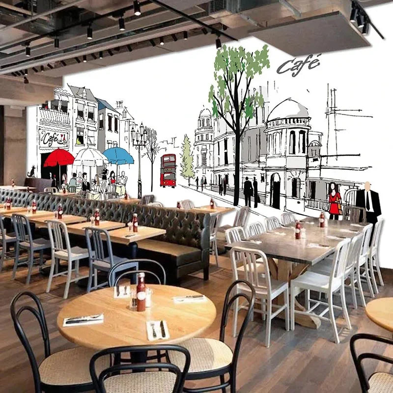 Mural Wallpaper 3D Coffee Shop Background
