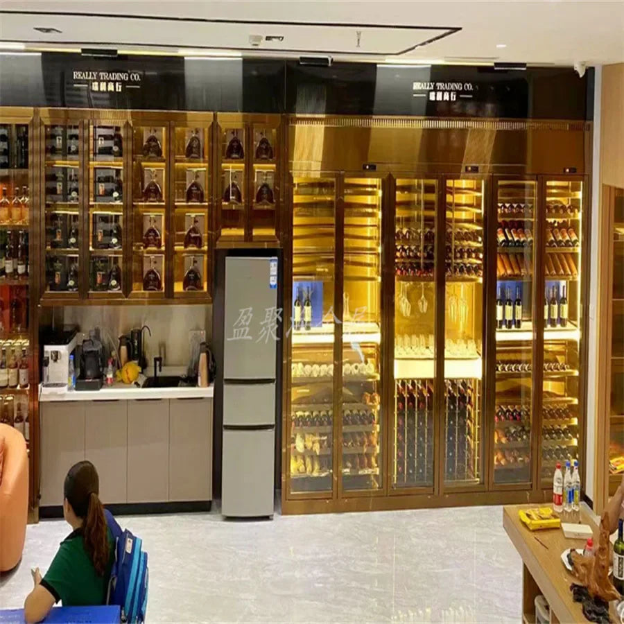 Thermostatic Luxury Glass Stainless Steel Wine Cabinet