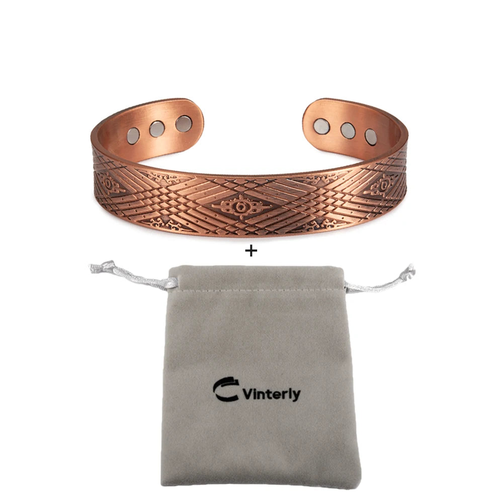 Solid Copper Magnetic Therapy 15mm Adjustable Arthritis Relief