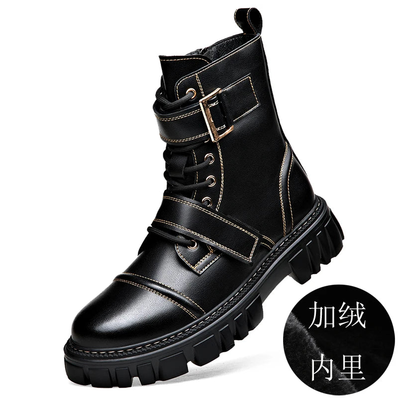 Boots Men's Genuine Leather High Top British Style