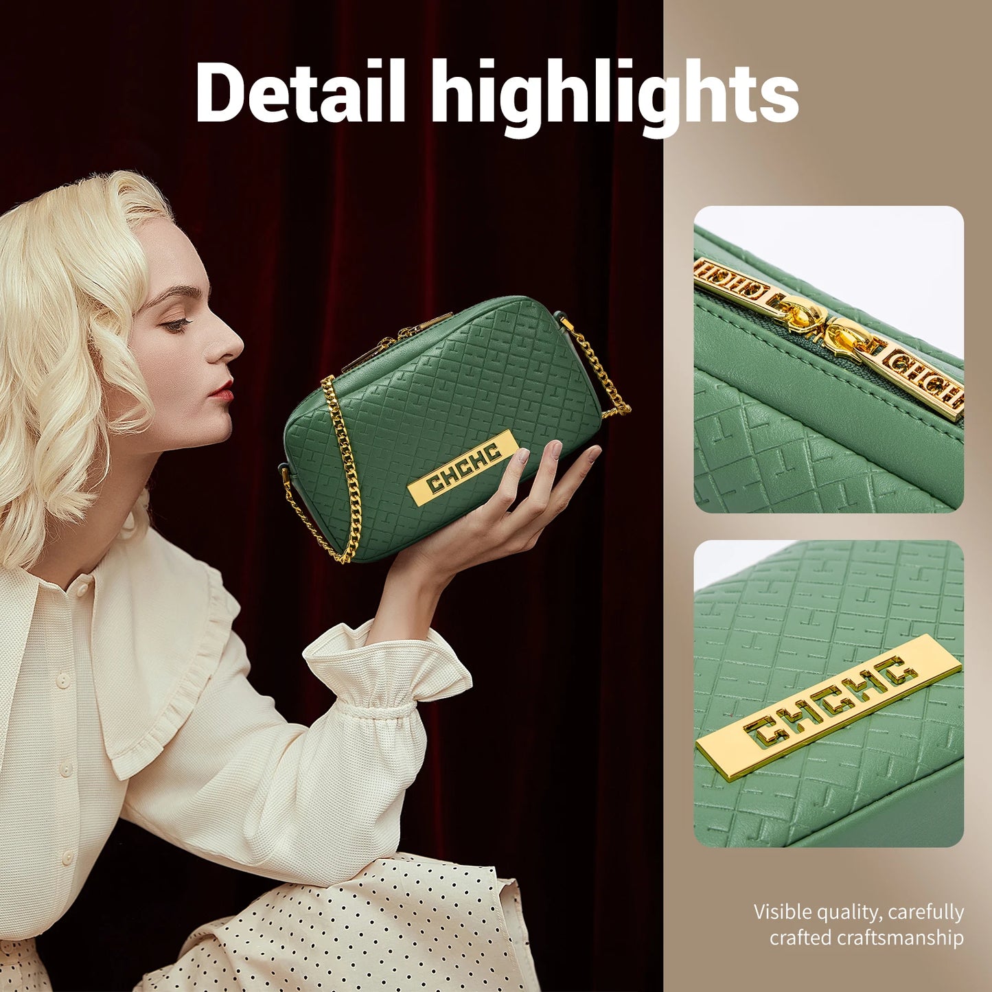 Classic Diamond Check Crossbody Party Chain Bag