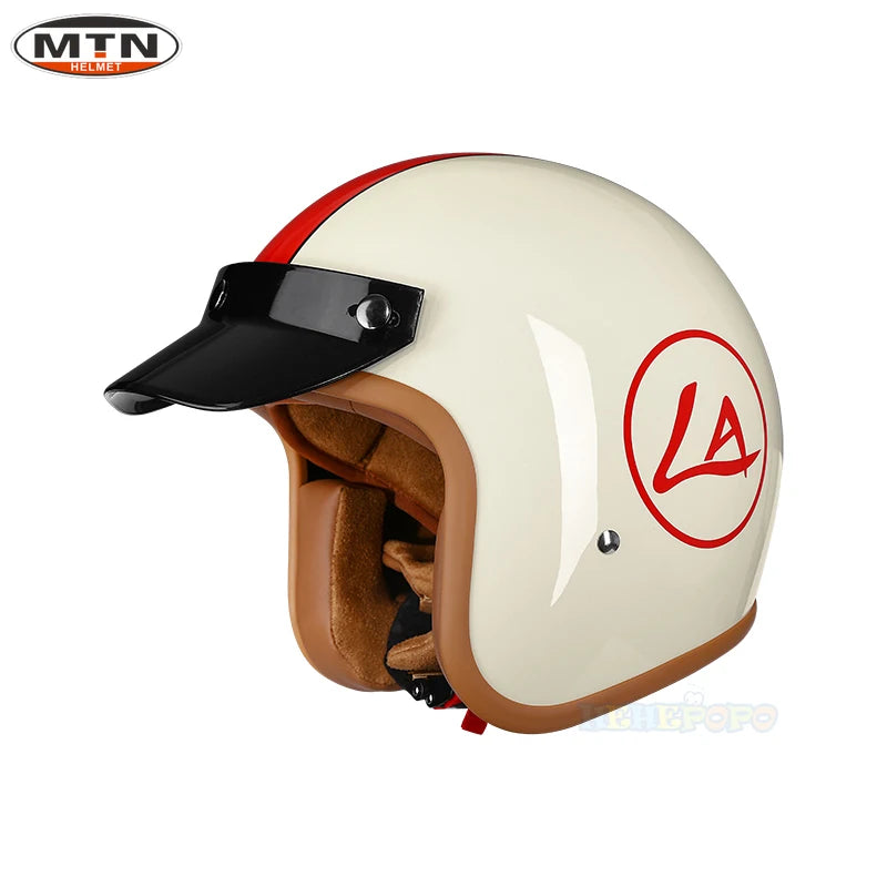 Vintage Motorcycle Helmet DOT Certified Synthetic Leather