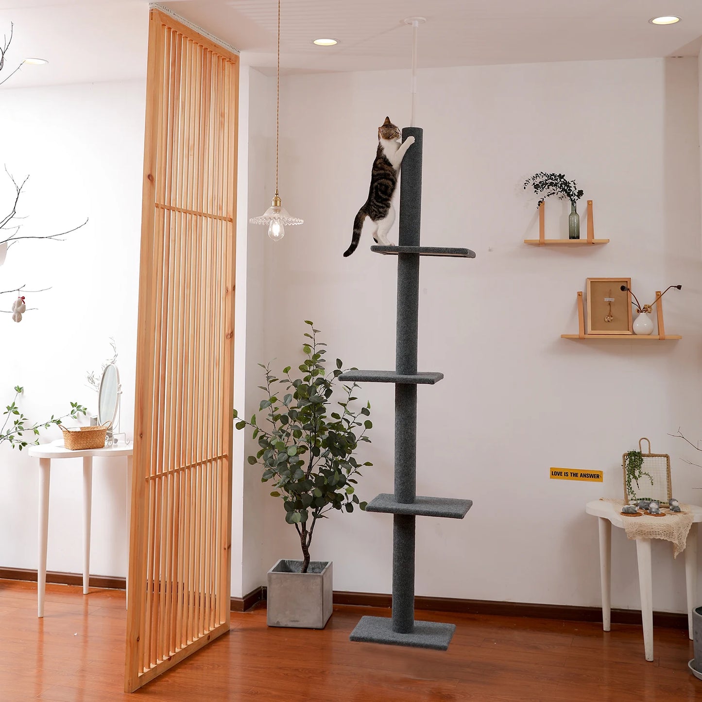 Adjustable Height Cat Tree Floor to Ceiling Tower