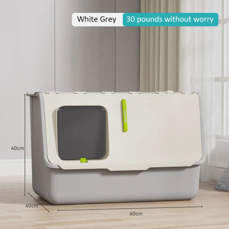 Top-Entry Cat Litter Box Extra Large Fully Enclosed Anti-Splash Mat Anti-Smell