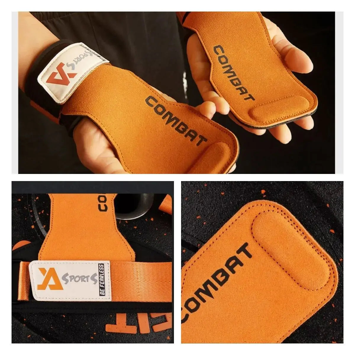 1Pair Pads Professional Cowhide Gym Gloves