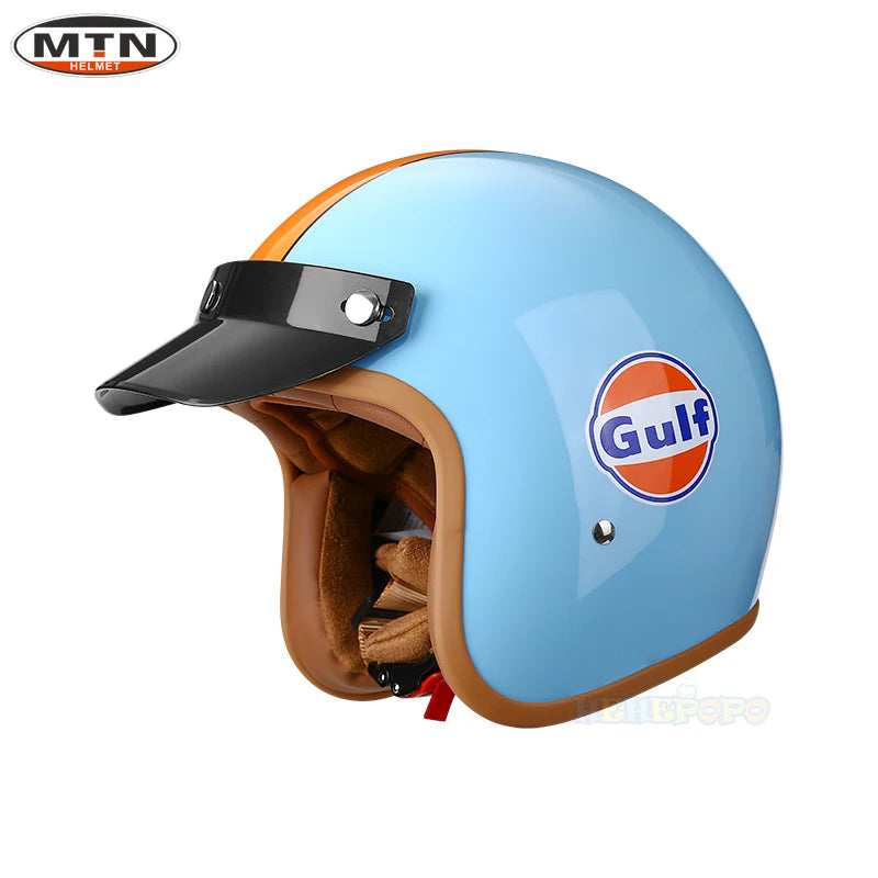 Vintage Motorcycle Helmet DOT Certified Synthetic Leather