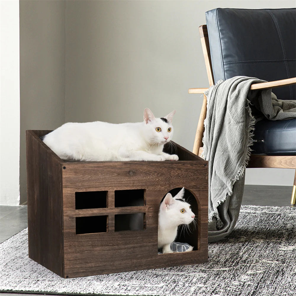 2 In 1 Wooden Hideout Shelter Small Pet Furniture