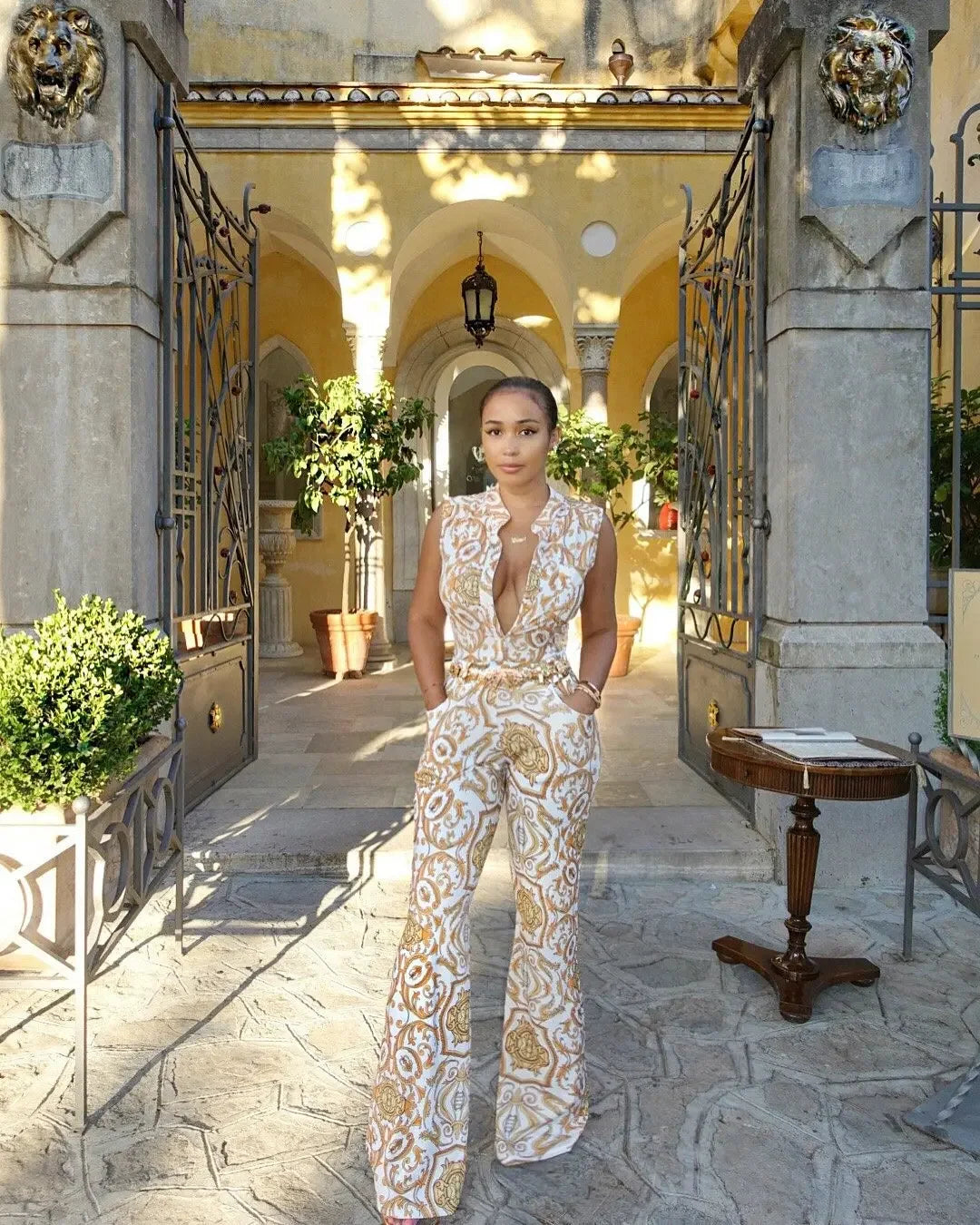 Casual Sleeveless Wide Leg Long Pant Romper