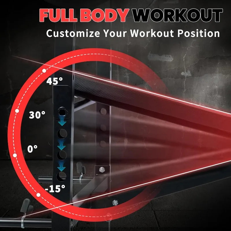 1500LBS 6 in 1 Weight Bench with Leg Extension and Preacher Curl