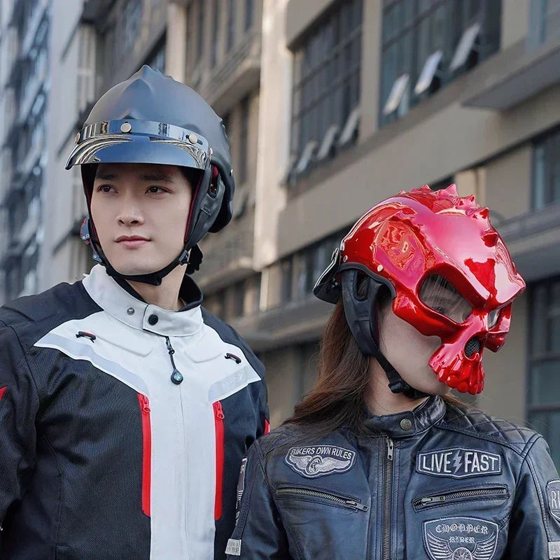 Retro Skull Half Face Motorcycle Helmet – ECE/DOT Approved