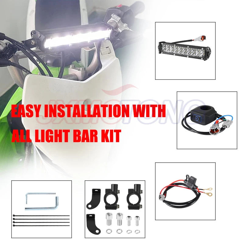 Motorcycle LED Light Bar Headlight Kit with Mounting Brackets