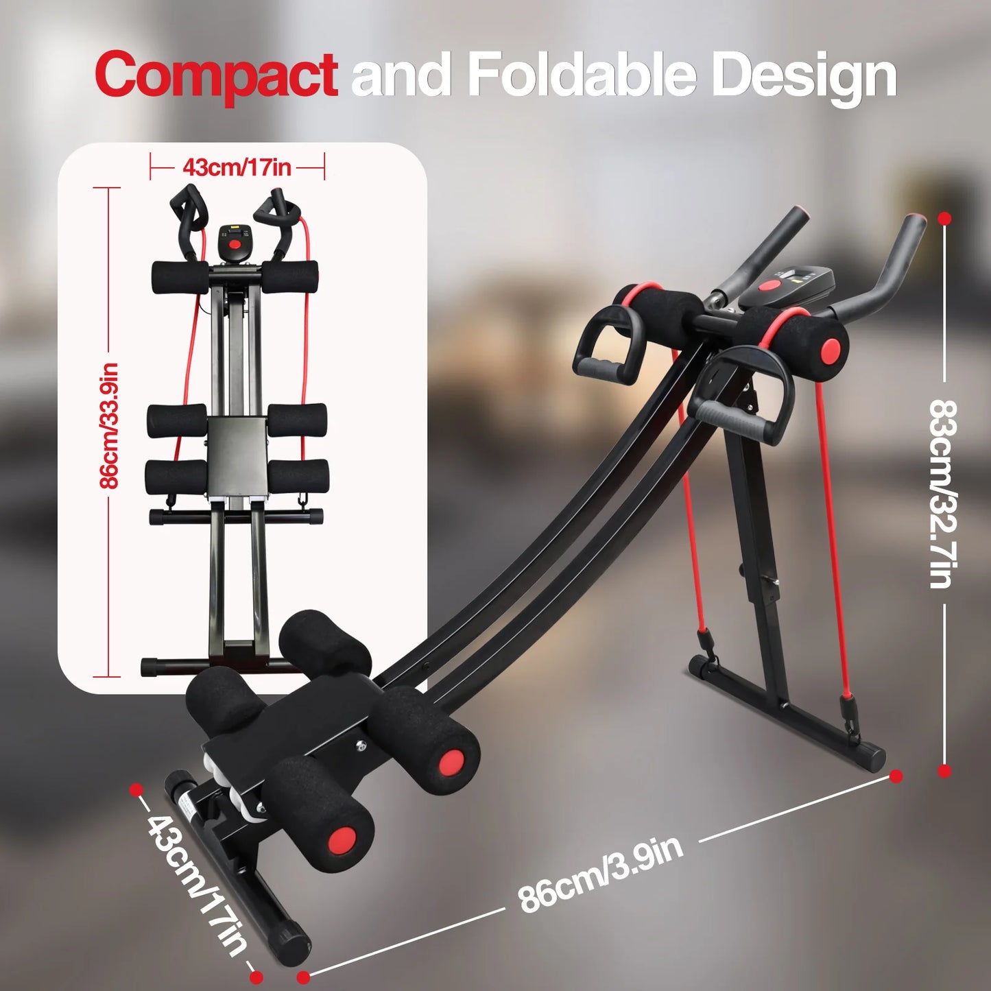 Foldable Abdominal Trainer Fitness Equipment Max 440lbs LCD Display