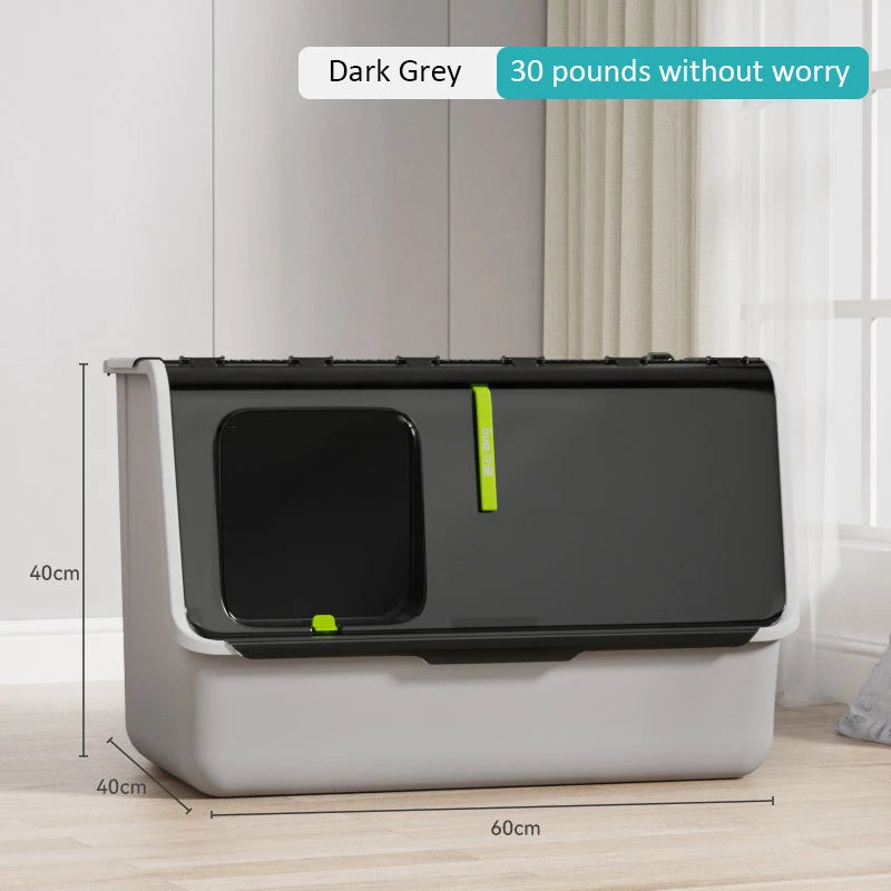 Top-Entry Cat Litter Box Extra Large Fully Enclosed Anti-Splash Mat Anti-Smell