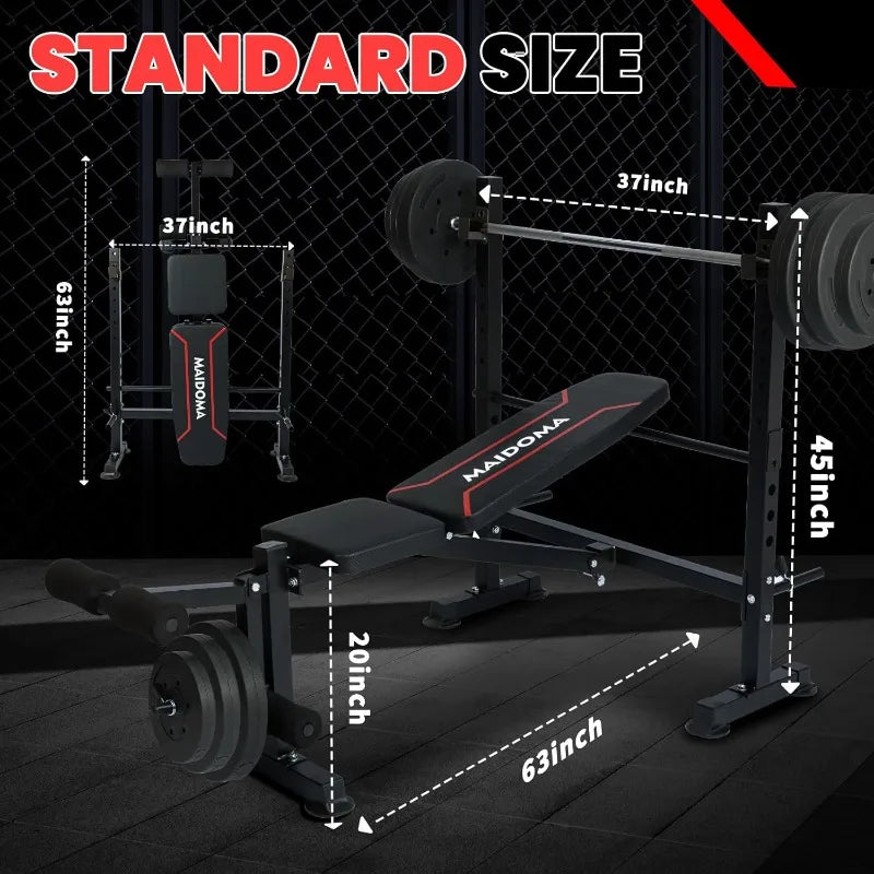 1500LBS 6 in 1 Weight Bench with Leg Extension and Preacher Curl