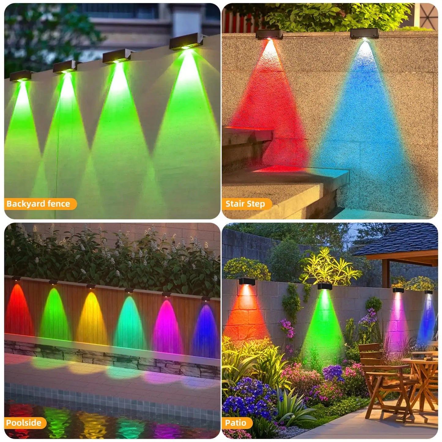 1/4pc Solar Fence Light 12 modes for Patio Backyard Deck Railing
