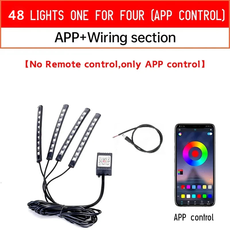 Motorcycle RGB Remote APP Flexible Waterproof Sound Control Decorative Lamp Strip