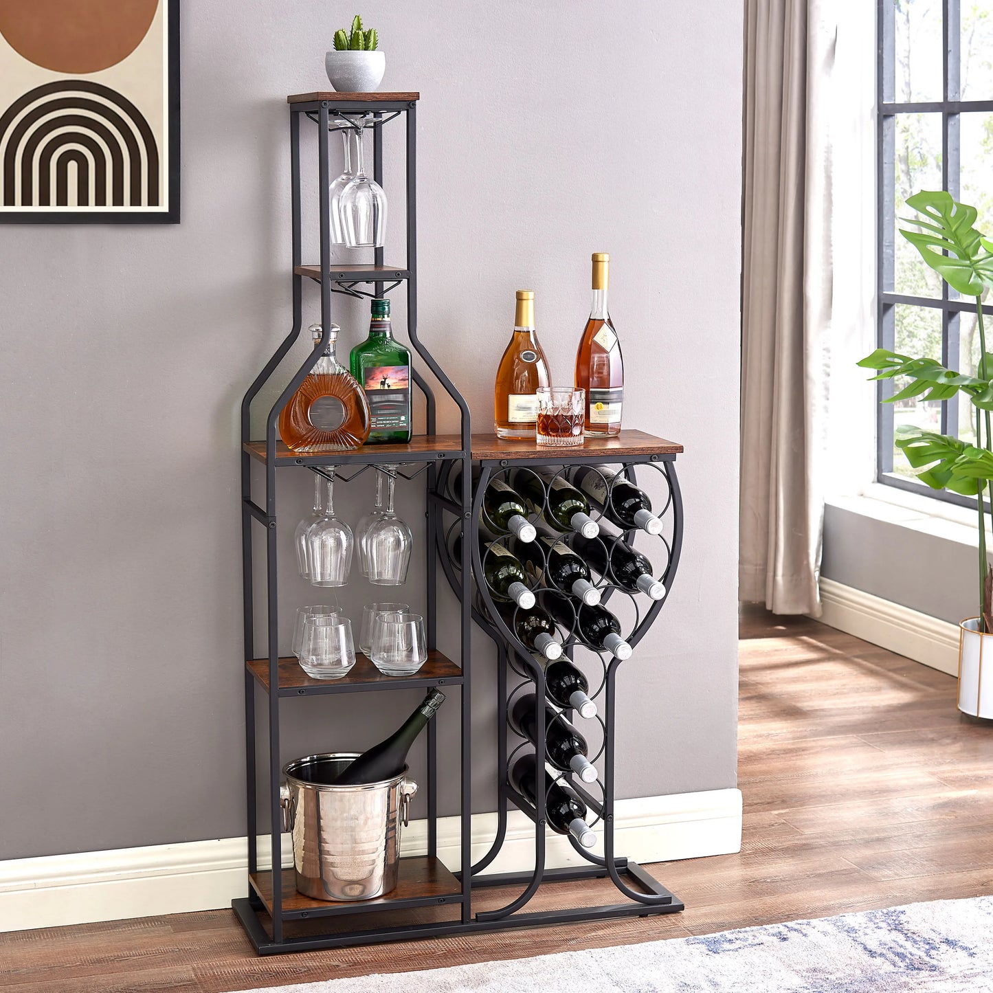 11 Bottle Wine Bakers Rack 5 Tier Freestanding