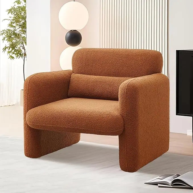 Modern Lamb Fabric Upholstered Arm Chair