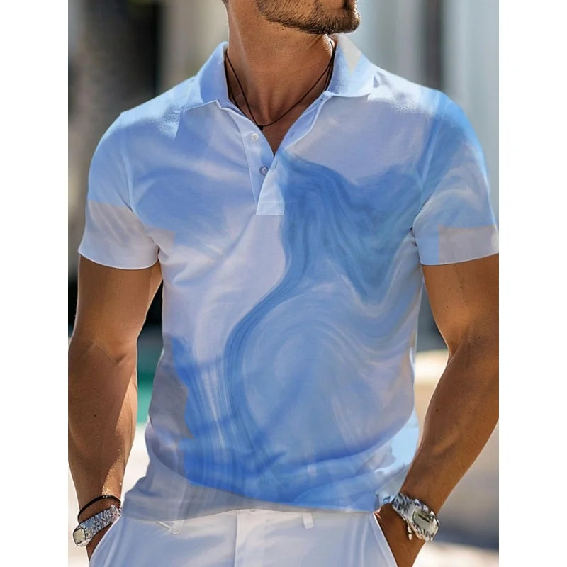 3D Gradient Pattern Men's Summer Top