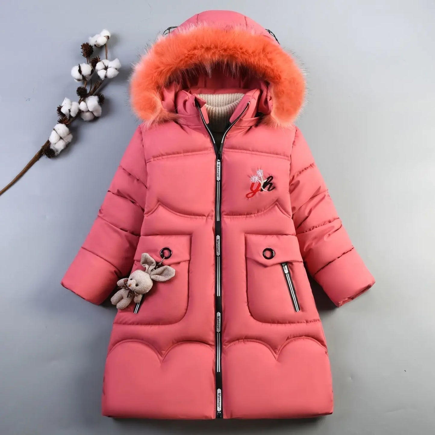 Winter Jacket Long Style Hooded Fur Collar