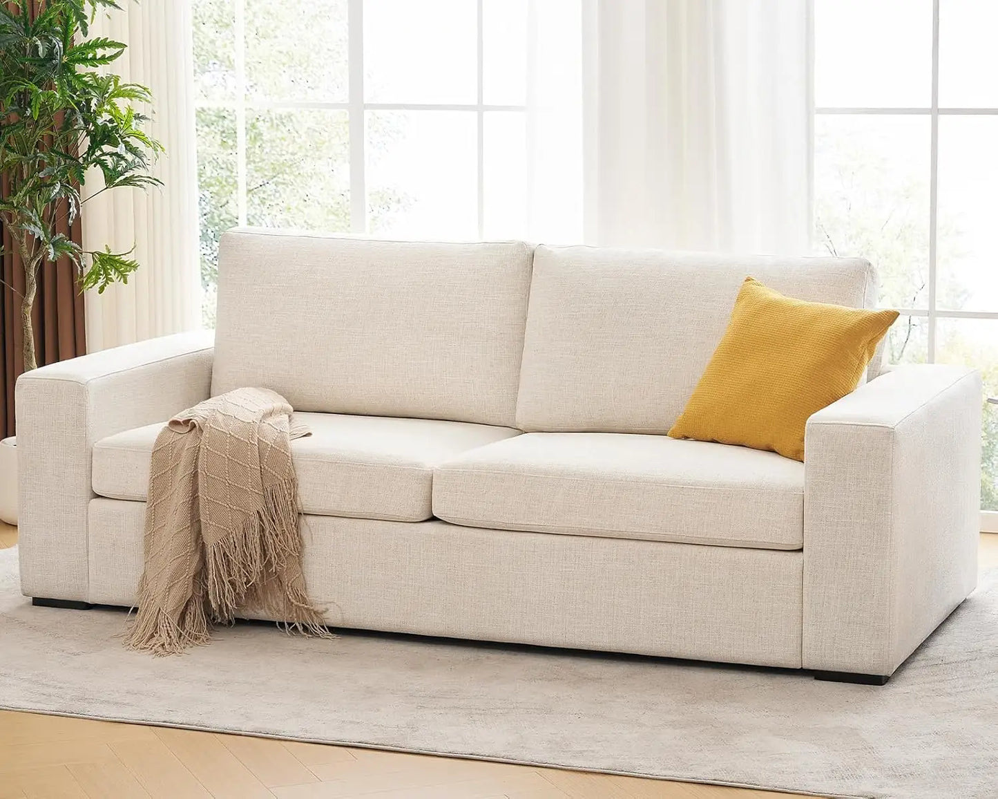 85" Luxury Faux Leather Sofa with Extra Deep Seats