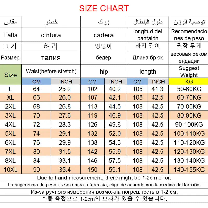 L-10XL Plus Size Men's Summer Straight Fit Elastic Waist Trousers