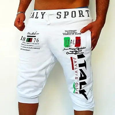 Men's Athletic Capri Drawstring Print Sweatpants