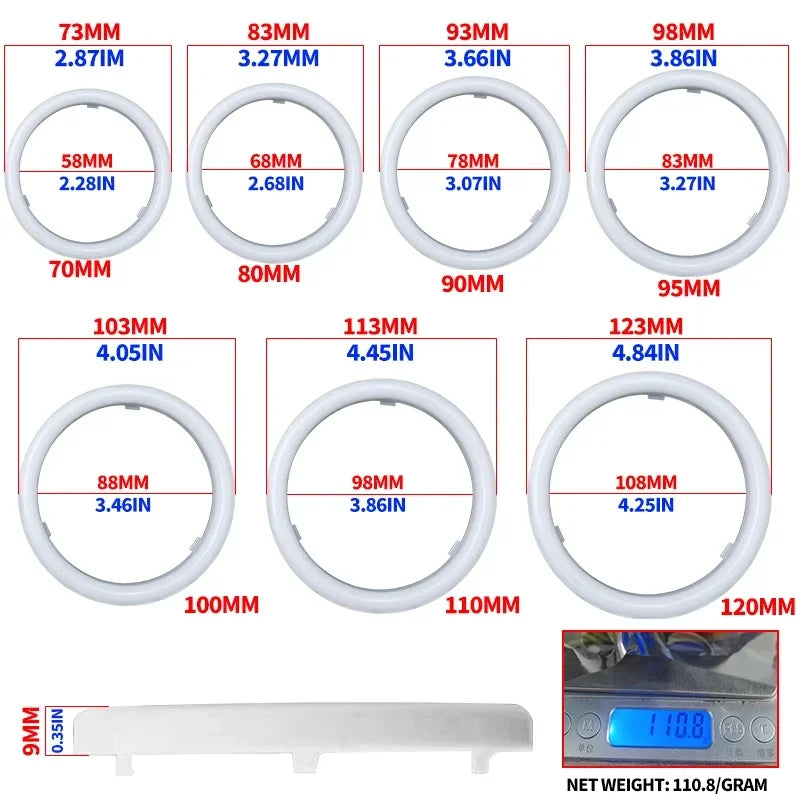 2PCS RGB LED Angel Eyes Halo Rings LED Headlight Lamps For Car UTV Motorcycle