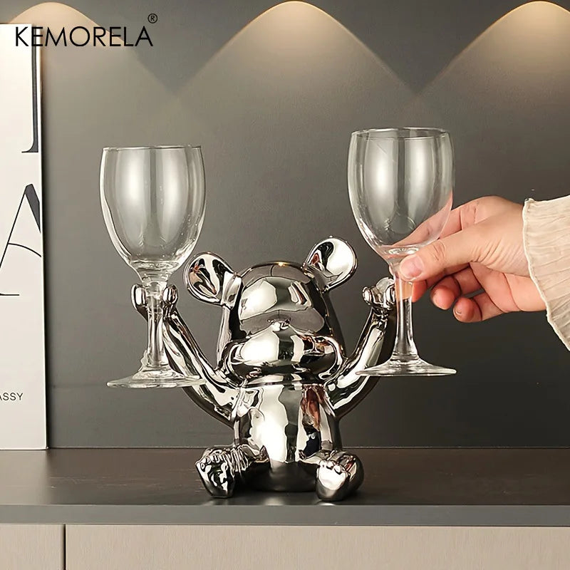 Creative Wine Rack with Bottle Opener Ceramic Cartoon