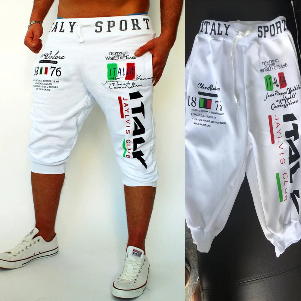 Men's Athletic Capri Drawstring Print Sweatpants