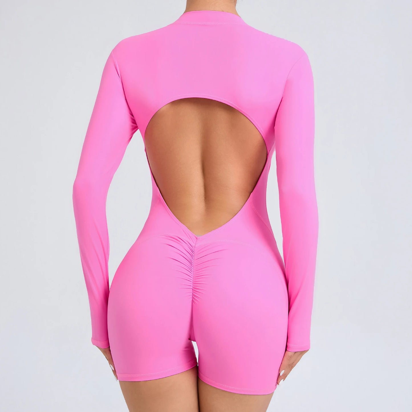 V Back Scrunch One-Piece Workout Romper