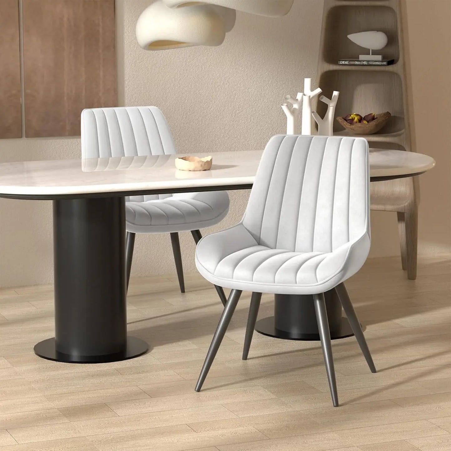 Modern Dining Set of 4, Comfy Chairs with Thick Cushions