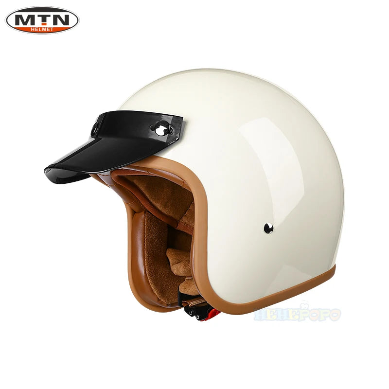 Vintage Motorcycle Helmet DOT Certified Synthetic Leather