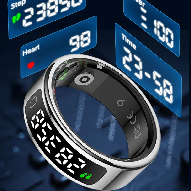 Smart Ring LED Display Screen Heart Rate Sleep Monitor